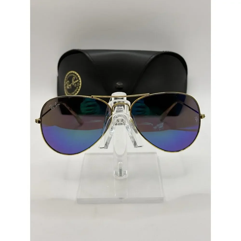 Ray-Ban RB3025 Aviator Gold Purple Blue Mirror Sunglasses 58-14 140